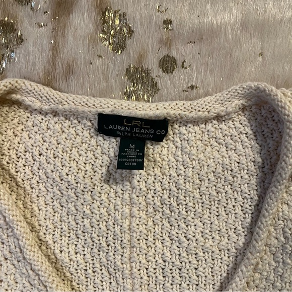 Lauren Ralph Lauren M Cream and Tan Color Block Sweater - Picture 3 of 6